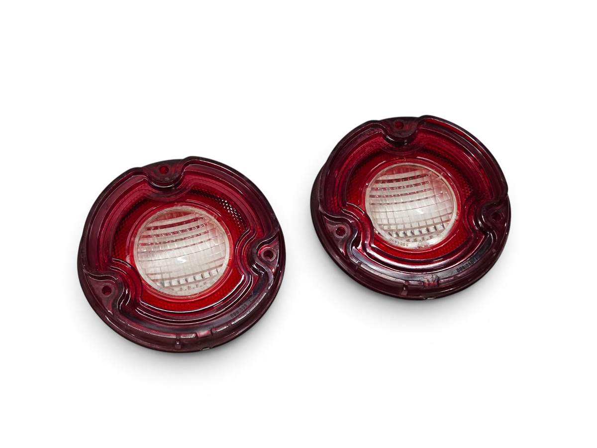 Send it Auto Parts 1971 Corvette OEM red and clear circular backup lamp tail light lenses, set of two