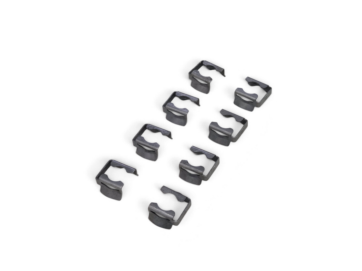 Send it Auto Parts set of 8 genuine Ford fuel injector clip retainers in grey metal finish