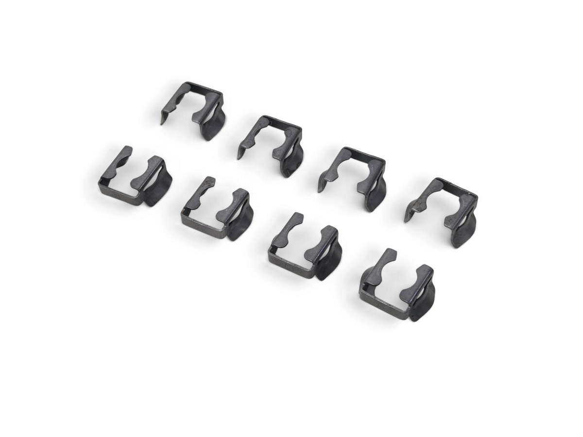 Send it Auto Parts set of 8 genuine Ford fuel injector clip retainers in dark grey metal
