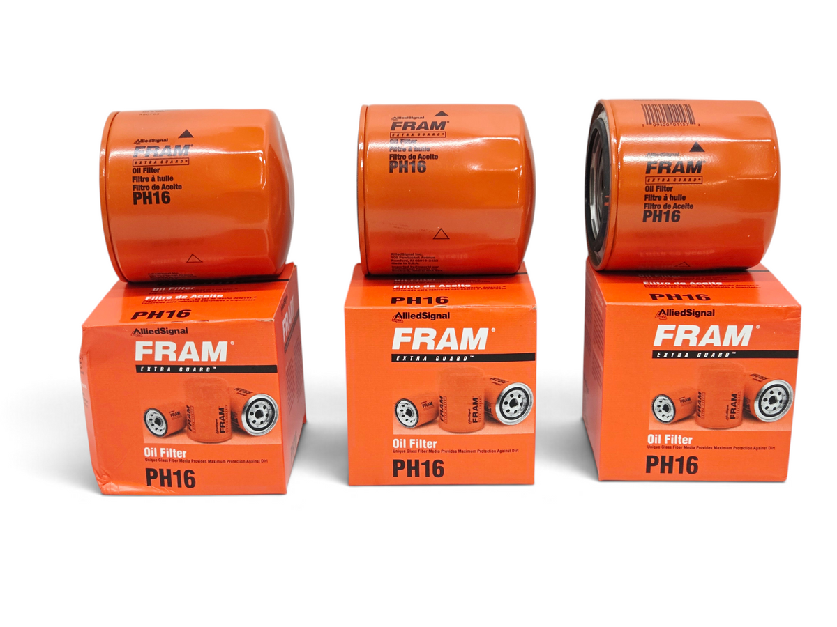 Send it Auto Parts lot of three orange Fram PH16 Extra Guard engine oil filters with original packaging boxes