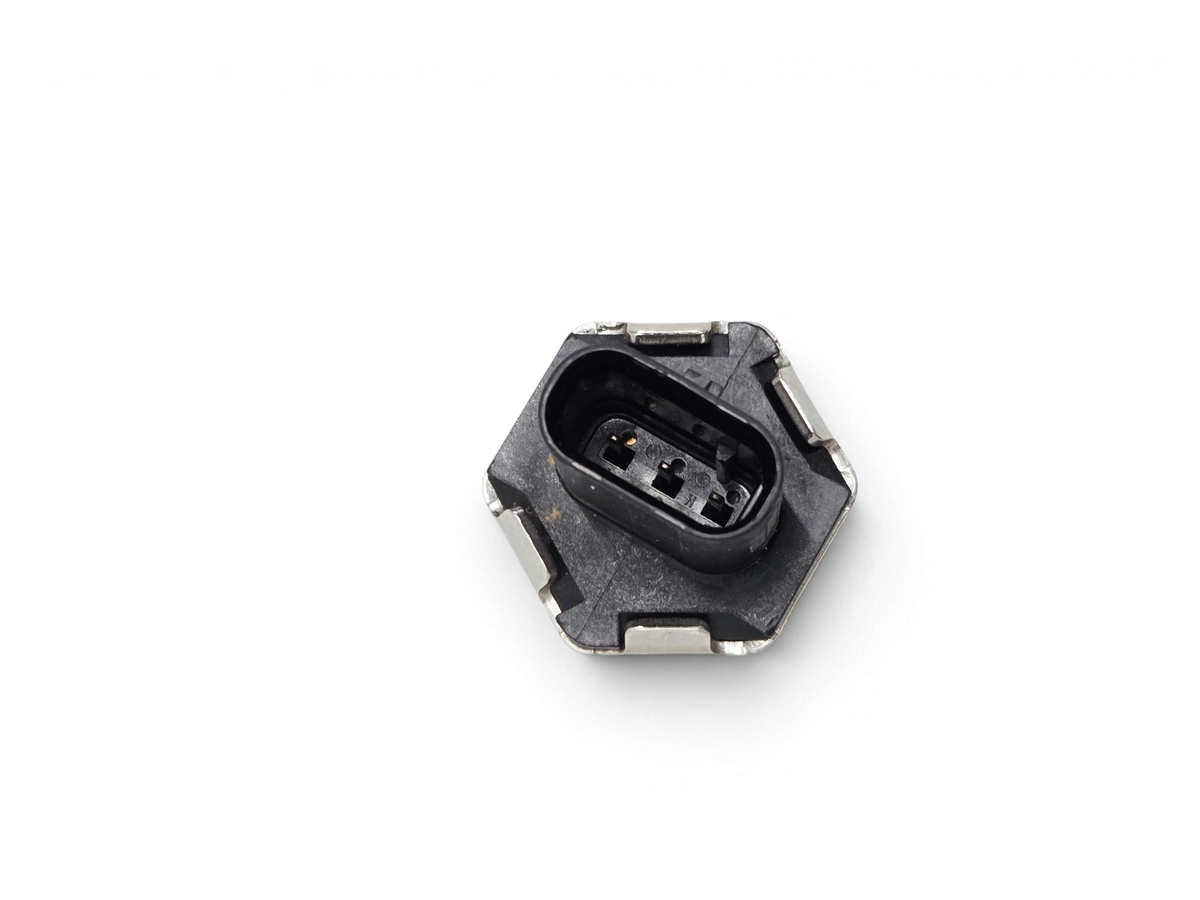 Genuine OEM GM fuel injection rail pressure sensor from Send it Auto Parts, showing the electrical connector top view.