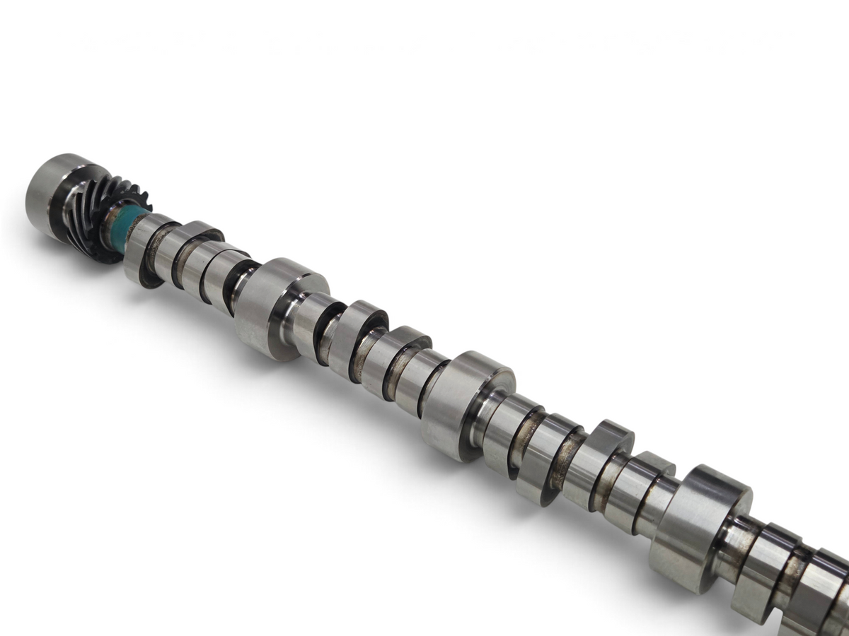 Send it Auto Parts GM 350 engine camshaft with 235/235 duration and 0.480 lift, showing minor bearing surface pitting.