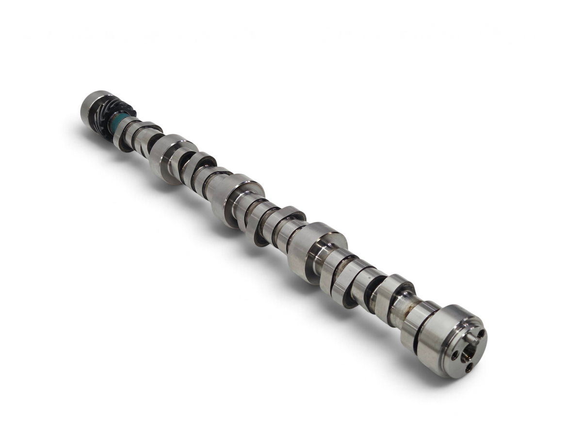 Send it Auto Parts GM 350 engine high output camshaft with 235/235 duration and 0.480 lift, showing minor pitting.