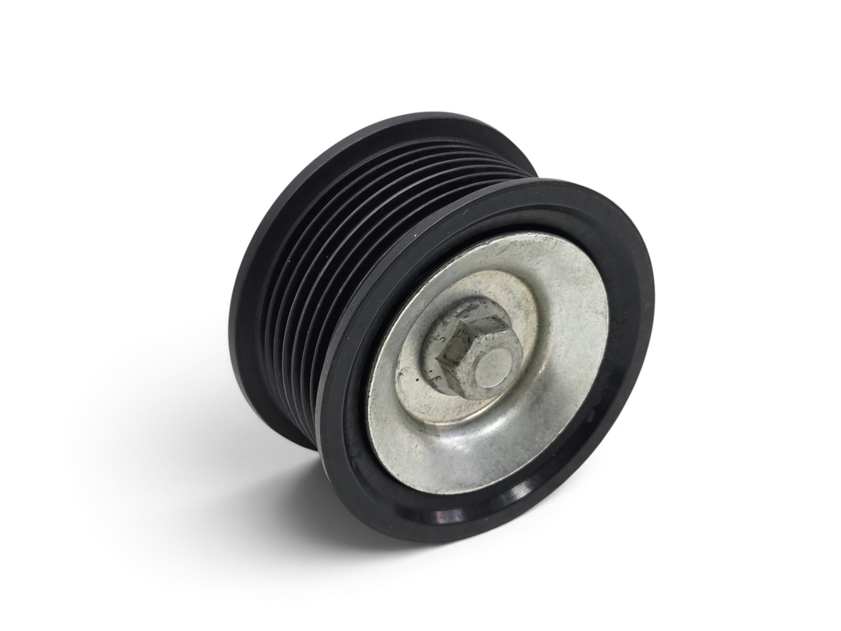 Send it Auto Parts OEM GM idler pulley for 6.2L LT4 engines, featuring a black grooved design and metal center.