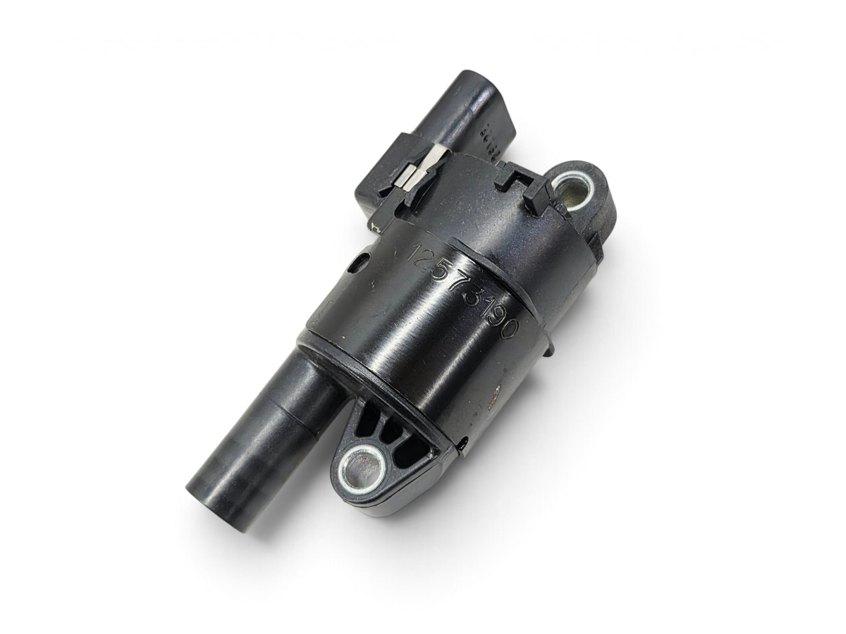 Send it Auto Parts OEM black round ignition coil for GM LS engines with part number 12573190 visible