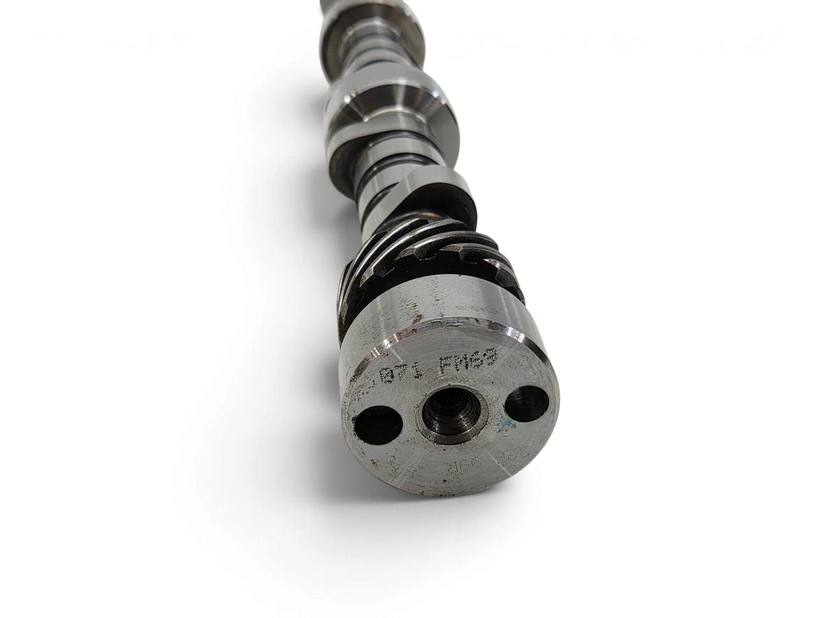 Send it Auto Parts GM Performance 350 HO camshaft showing the machined steel lobes and gear end detail