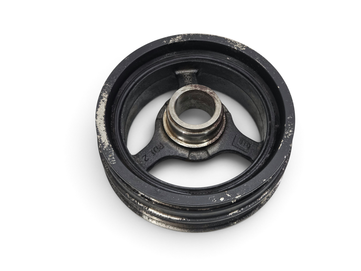Send it Auto Parts OEM GM harmonic balancer damper for Chevrolet LS3 engines, black metal automotive part.