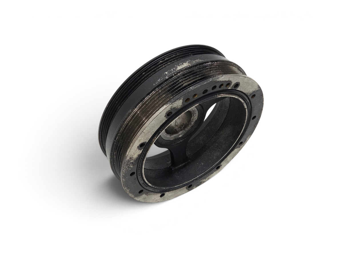Send it Auto Parts OEM GM harmonic balancer damper for LS3 engines, showing black metal pulley design.