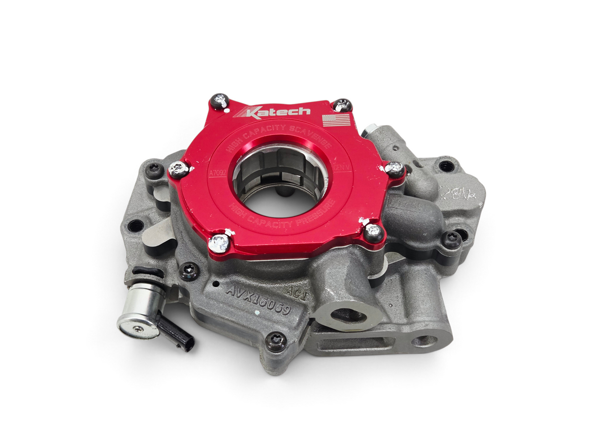 Send it Auto Parts Katech high capacity dry sump oil pump for Corvette LT engines with red billet cover