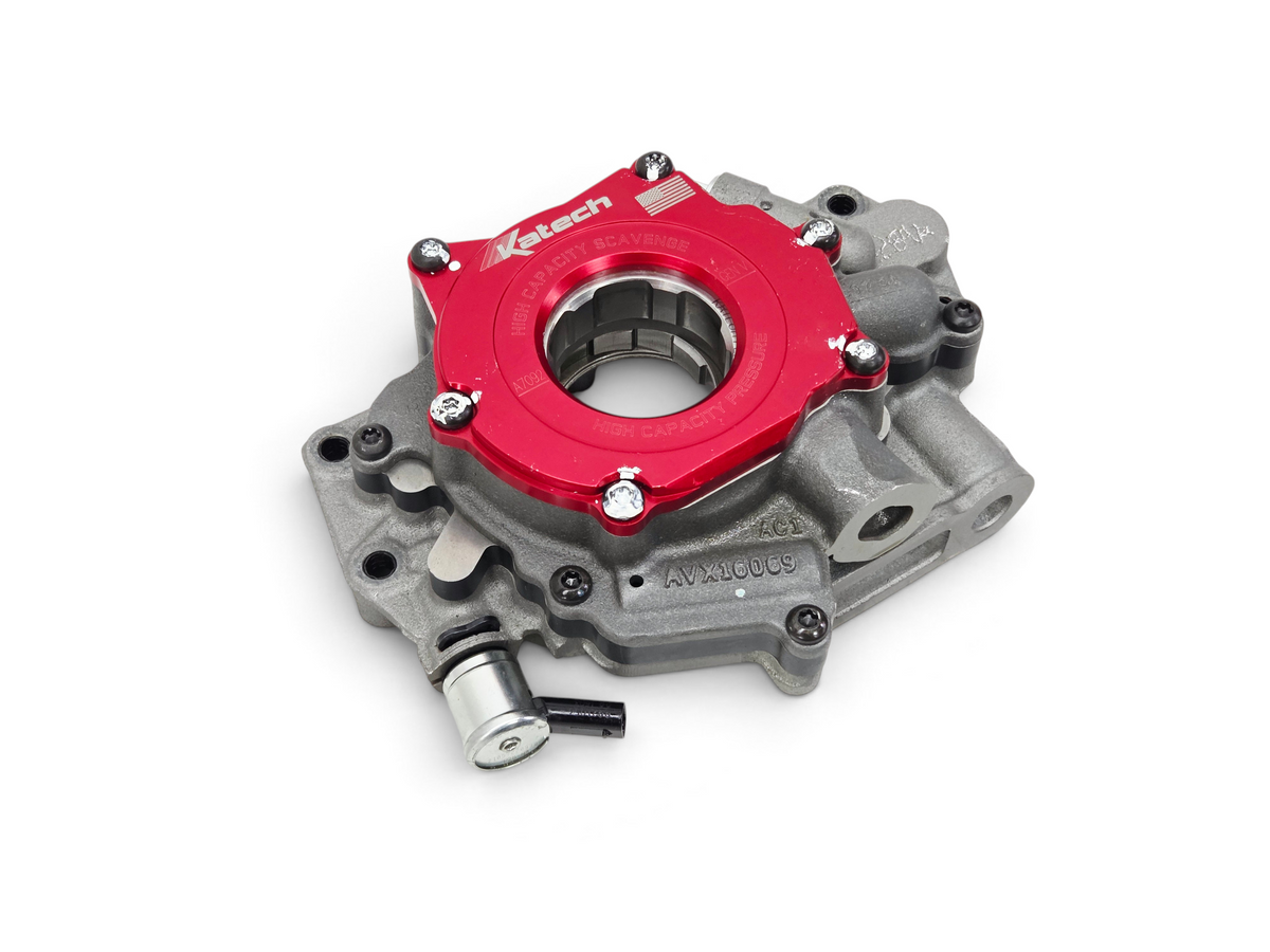 Send it Auto Parts Katech high capacity dry sump oil pump for Corvette LT engines with red billet steel cover