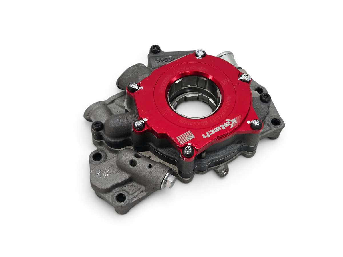 Send it Auto Parts Katech high capacity dry sump oil pump for Corvette LT engines with red billet aluminum cover
