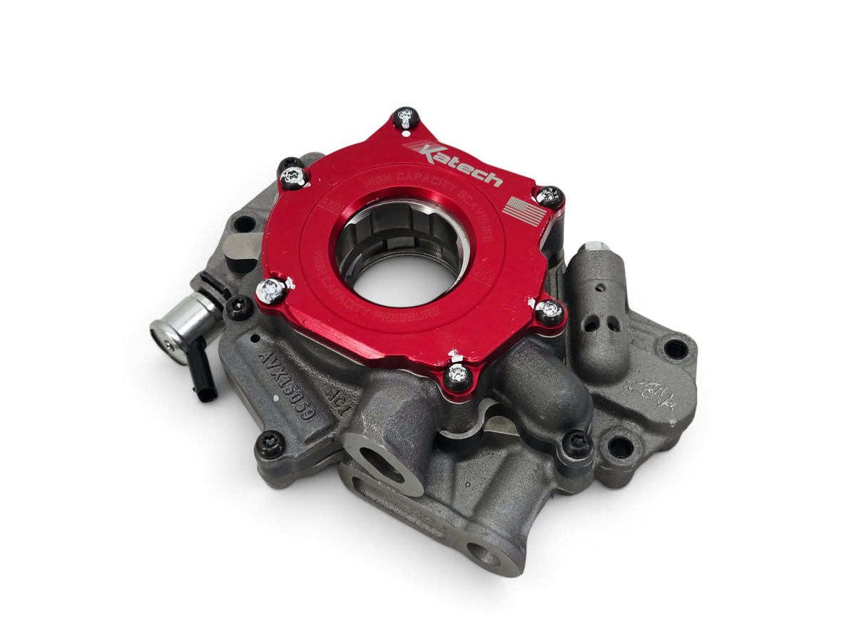 Send it Auto Parts Katech high capacity dry sump oil pump for Corvette LT engines with red billet cover