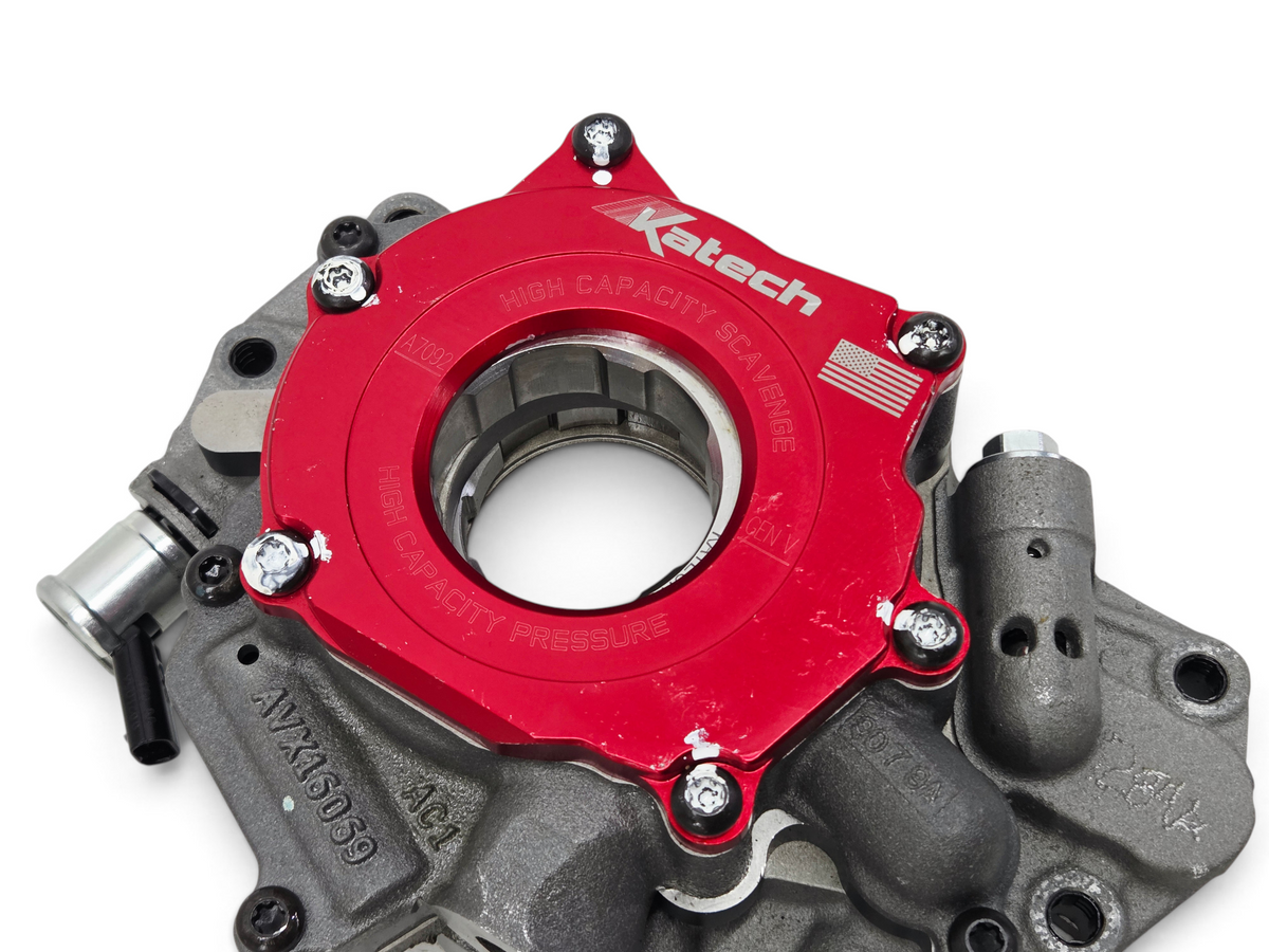 Send it Auto Parts Katech high capacity dry sump oil pump for Corvette LT engines with red billet cover