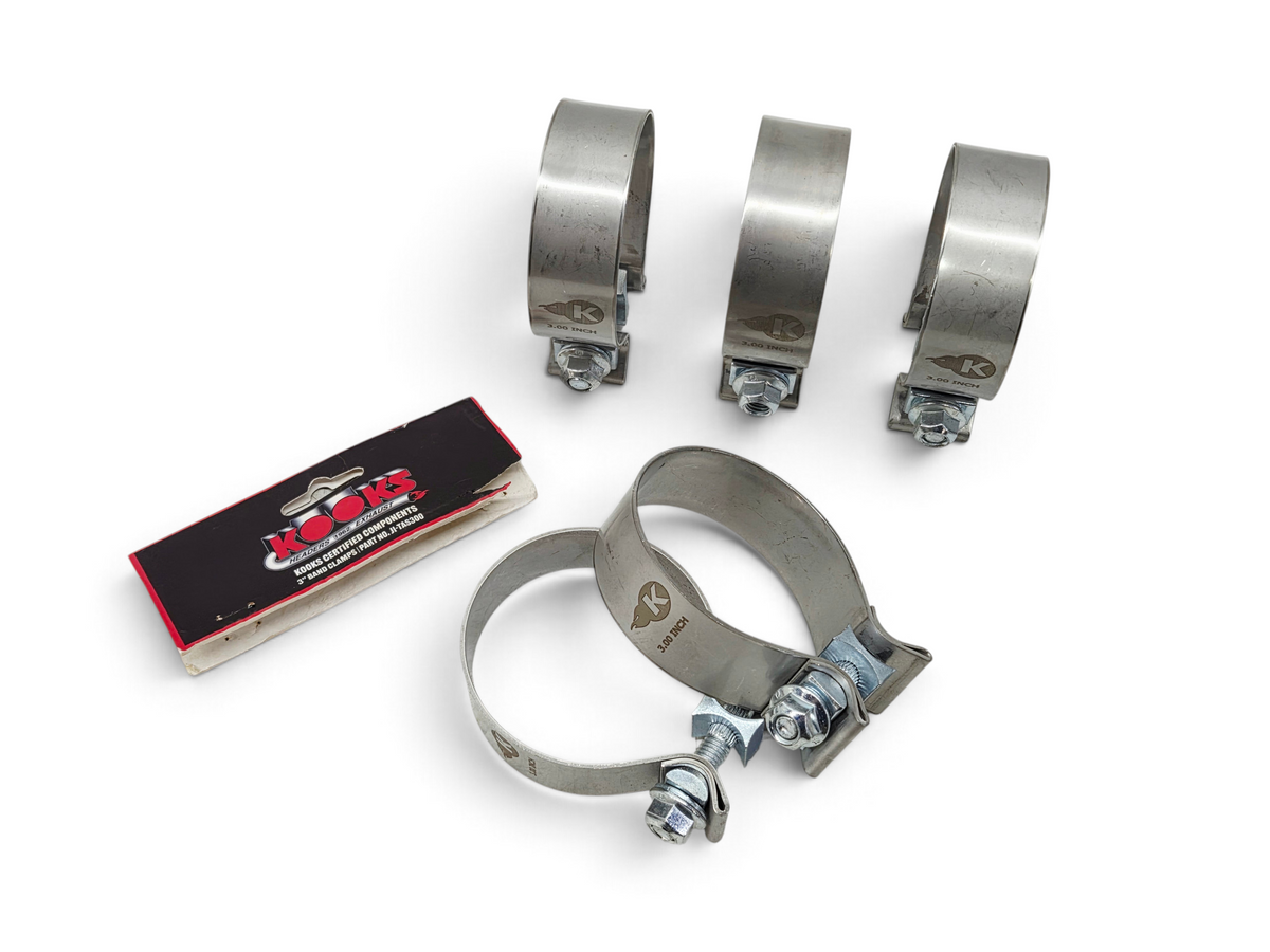 Send it Auto Parts Kooks 3-inch stainless steel band clamps for notched slip joint exhaust connections, set of 5