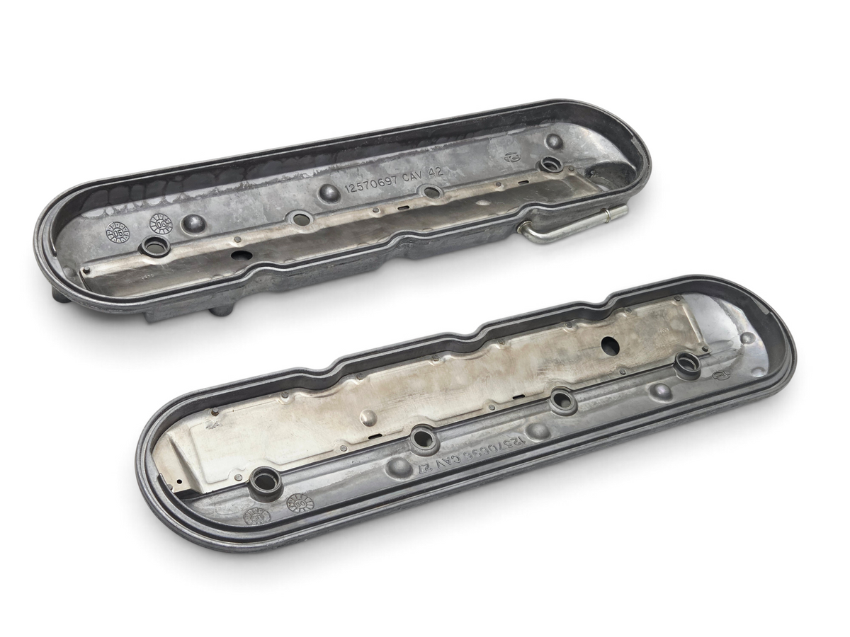 Send it Auto Parts OEM GM LS Gen IV rocker arm valve covers, silver metal finish, set of two.