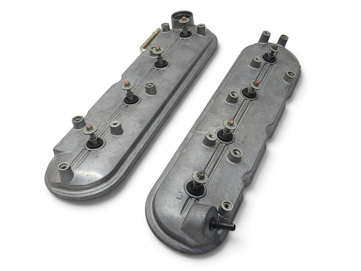 Send it Auto Parts OEM LS Gen IV 4.8 5.3 6.0 rocker arm valve covers with mounting bolts in grey metal finish