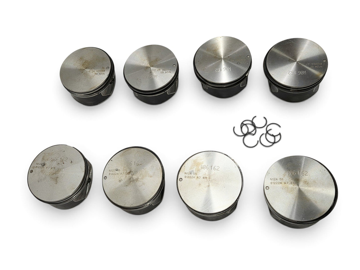 Send it Auto Parts set of 8 OEM GM 6.2L LS3 L92 L99 flat top pistons with pins and clips for V8 engines
