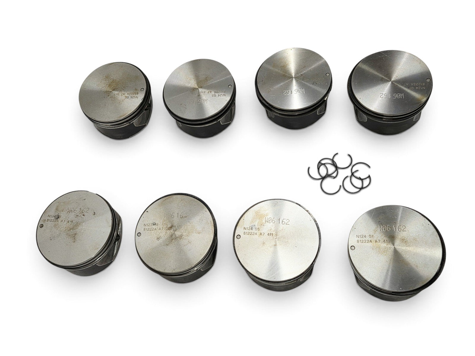 Send it Auto Parts set of 8 OEM GM 6.2L LS3 L92 L99 flat top pistons with pins and clips for V8 engines