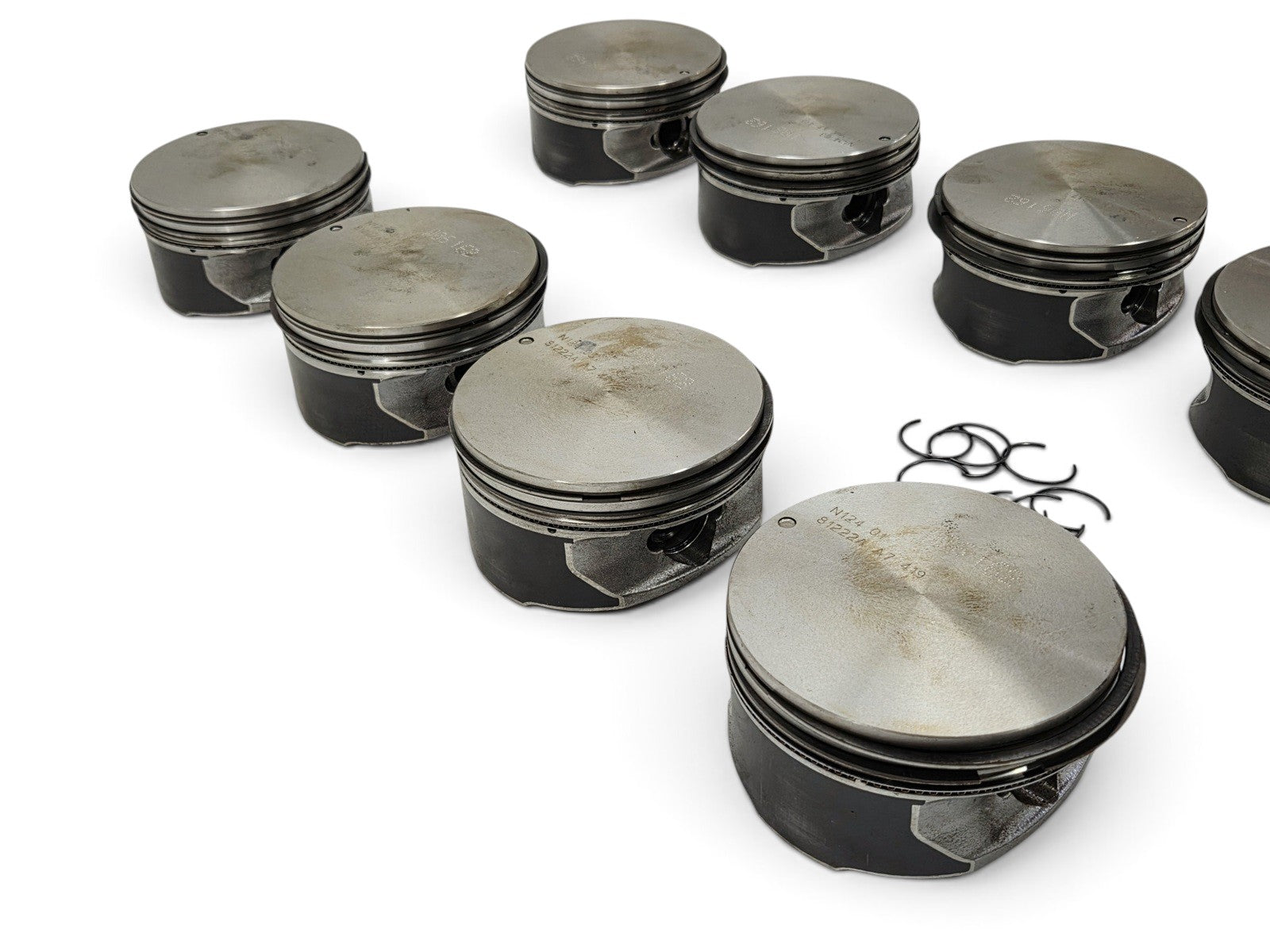 Send it Auto Parts set of 8 OEM GM 6.2L LS3 L92 L99 flat top pistons with pins and clips for V8 engines