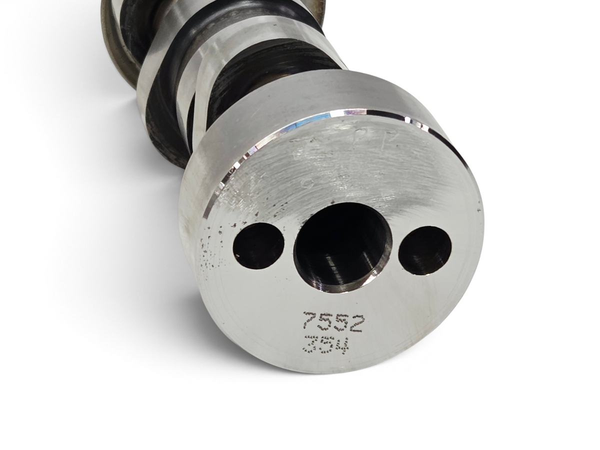 Send it Auto Parts OEM GM LS7 7.0L camshaft for Chevy Corvette Z06, showing end detail with hand-etched markings.