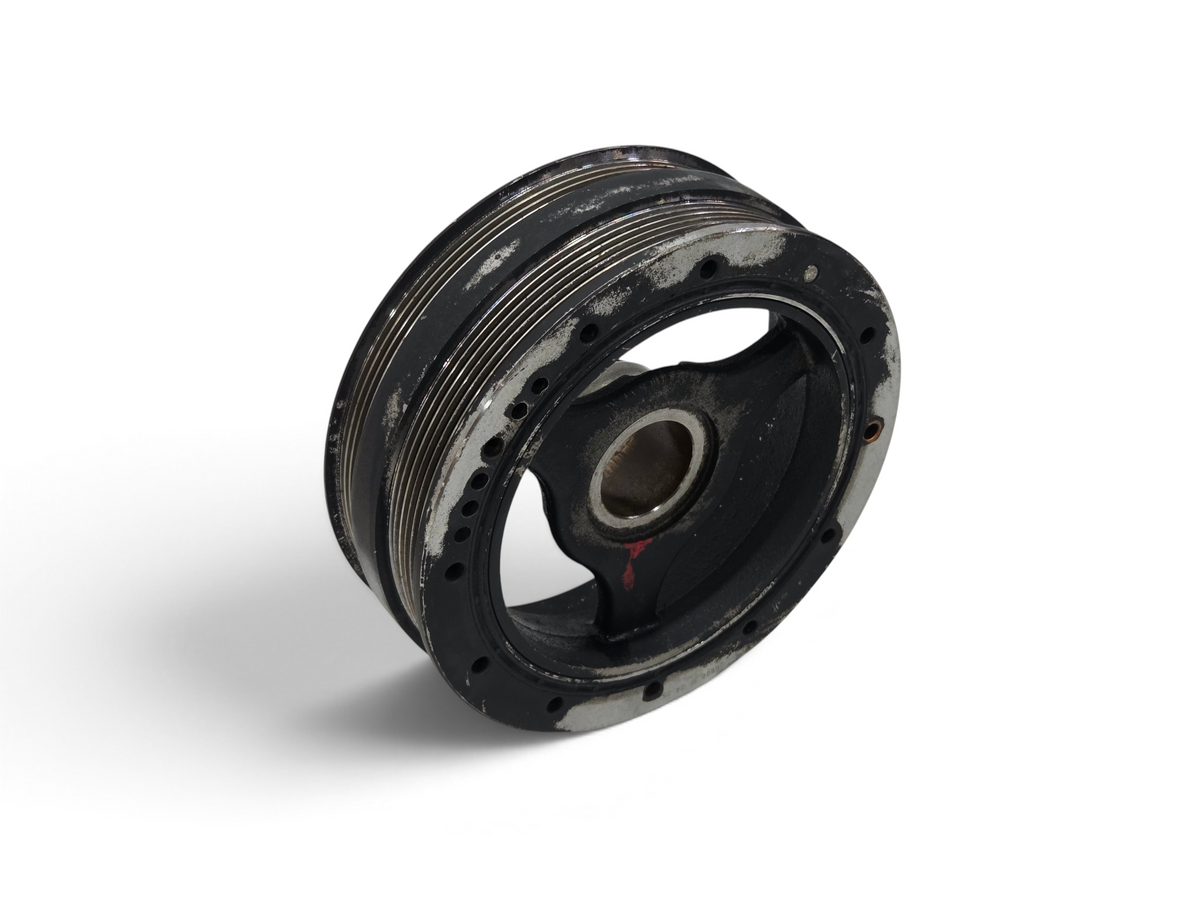 Send it Auto Parts OEM GM LS7 engine harmonic balancer for Corvette C6 Z06, showing black metal pulley design.
