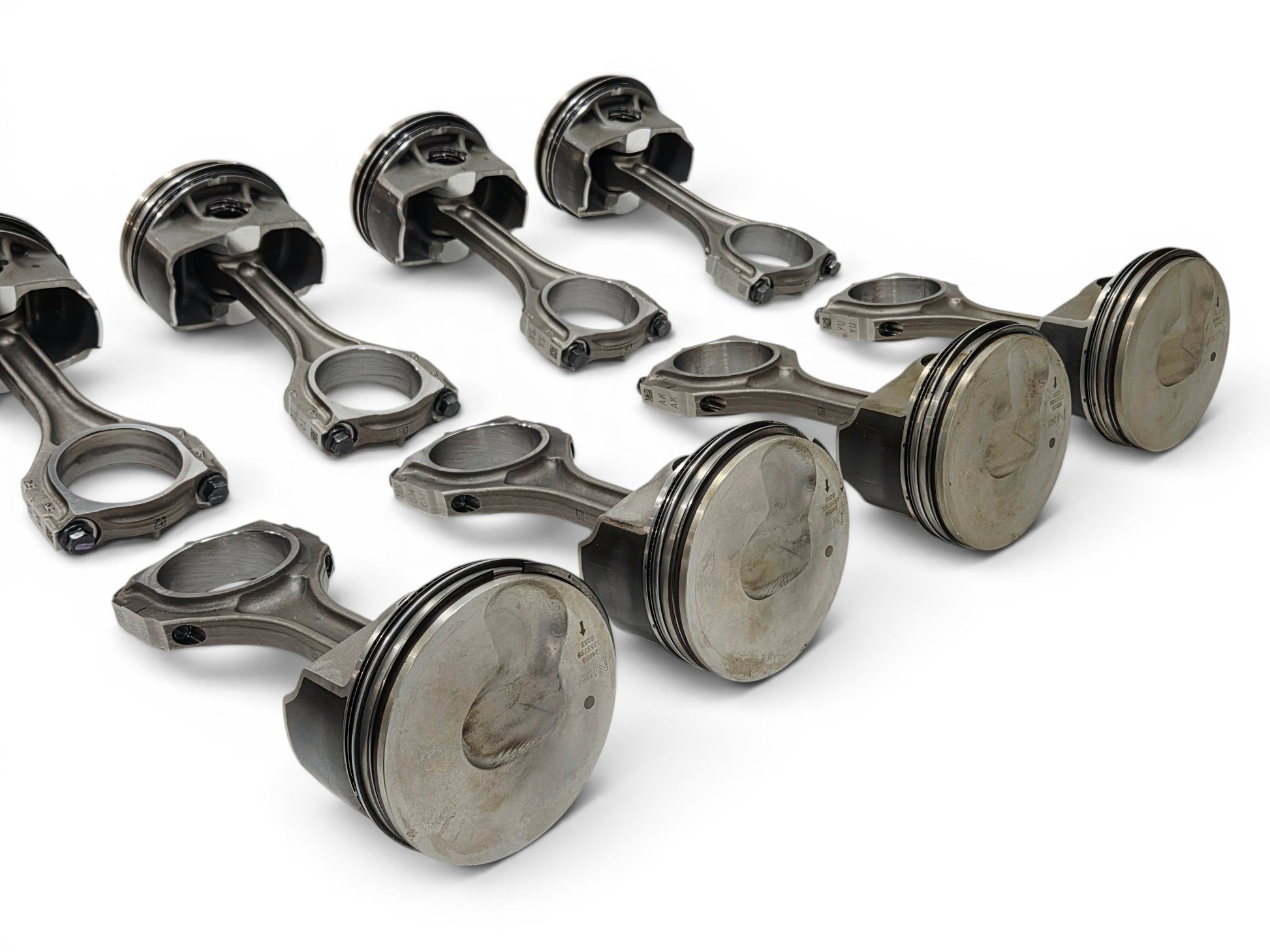 Send it Auto Parts set of eight OEM GM LT4 6.2L supercharged engine pistons and upgraded Pankl connecting rods.