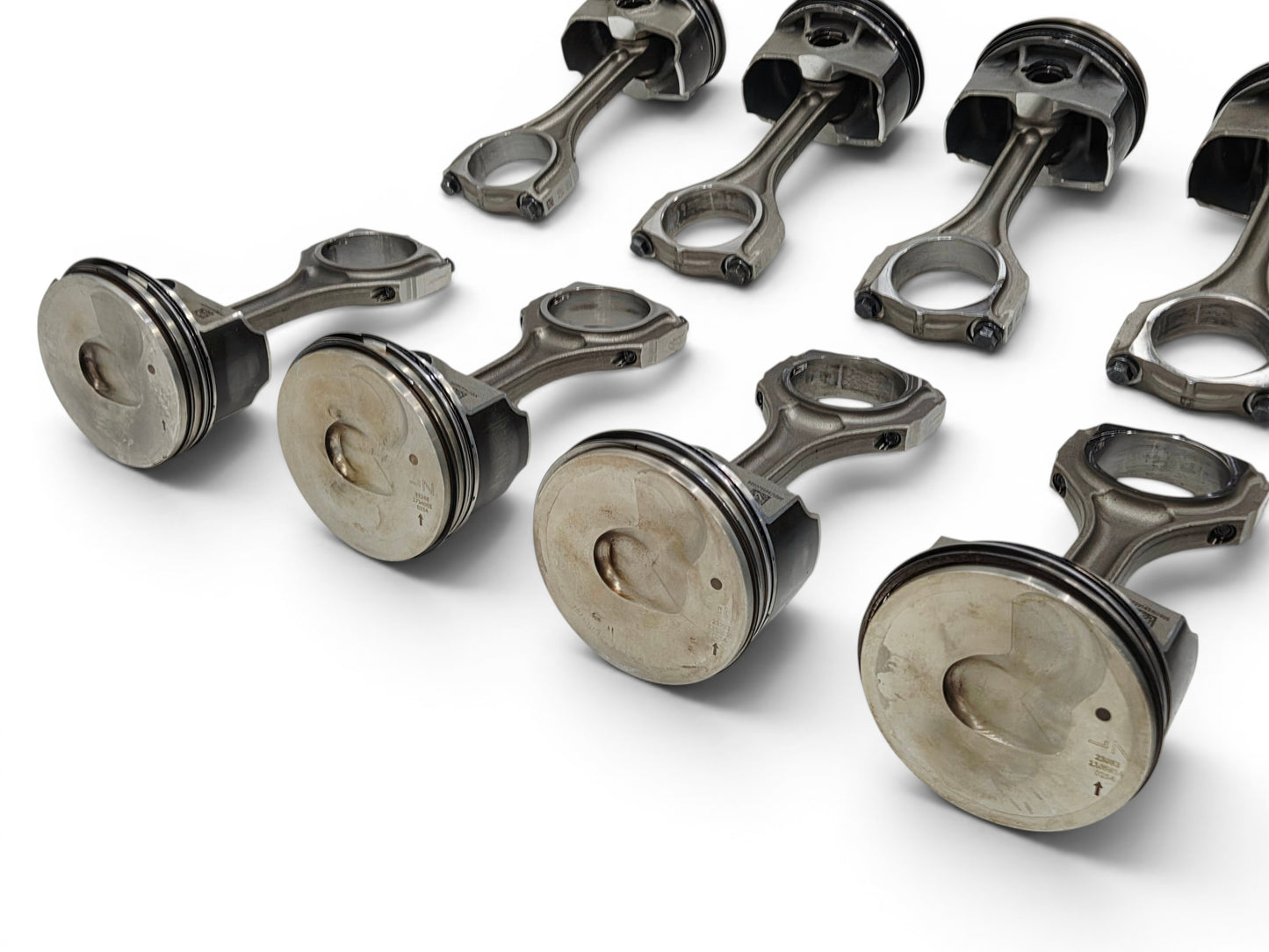 Send it Auto Parts OEM GM LT4 6.2L supercharged engine pistons and upgraded Pankl connecting rods set of eight.