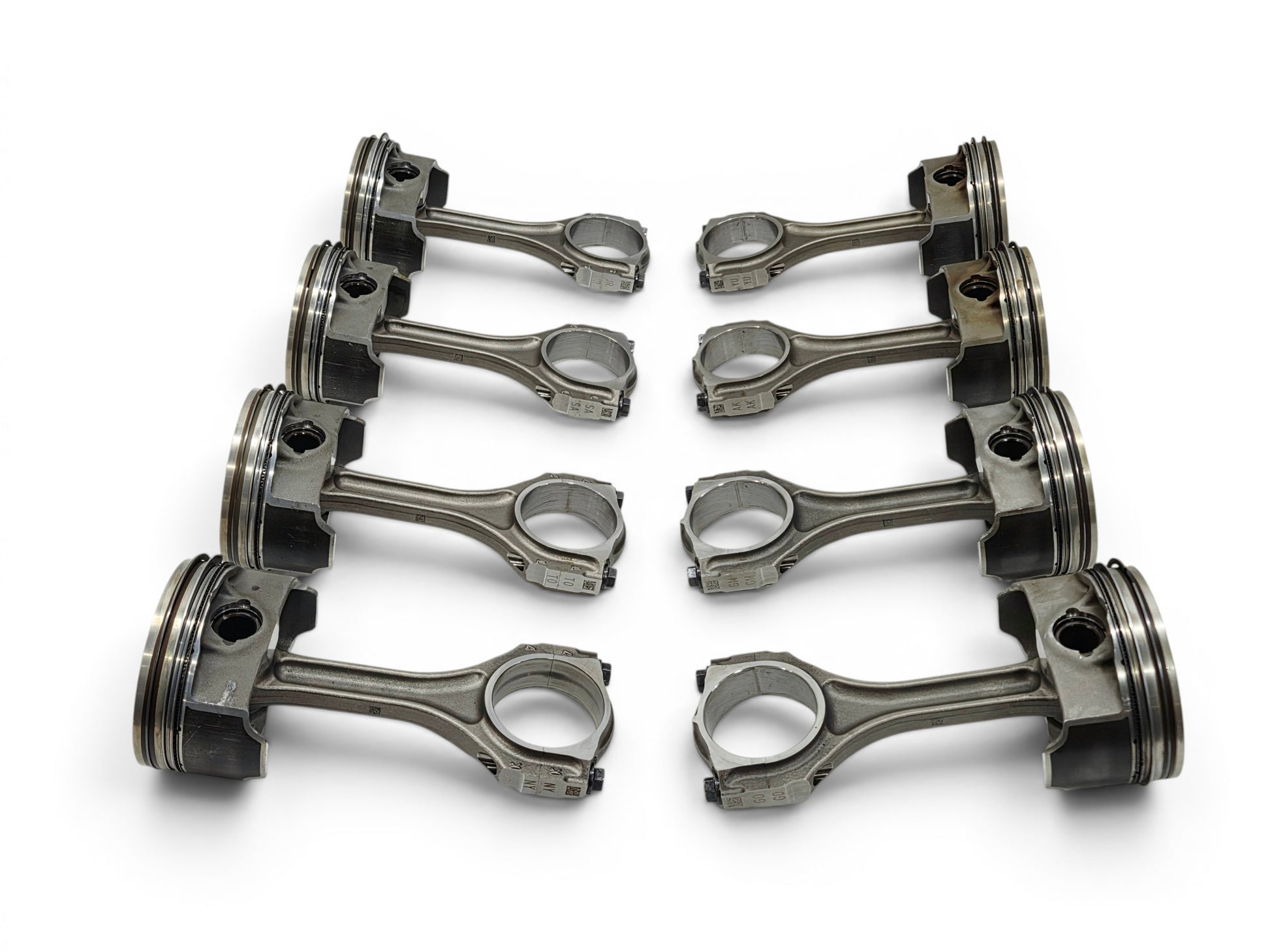 Send it Auto Parts OEM GM LT4 6.2L supercharged engine pistons and upgraded Pankl connecting rods set of eight