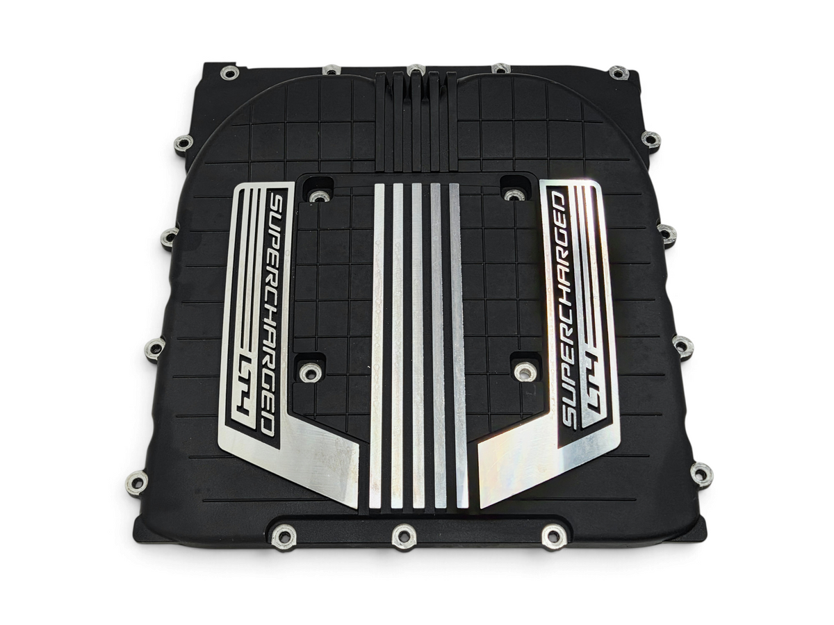 Send it Auto Parts OEM black and silver supercharger lid cover for Cadillac CTS-V and Corvette C7 LT4 engines