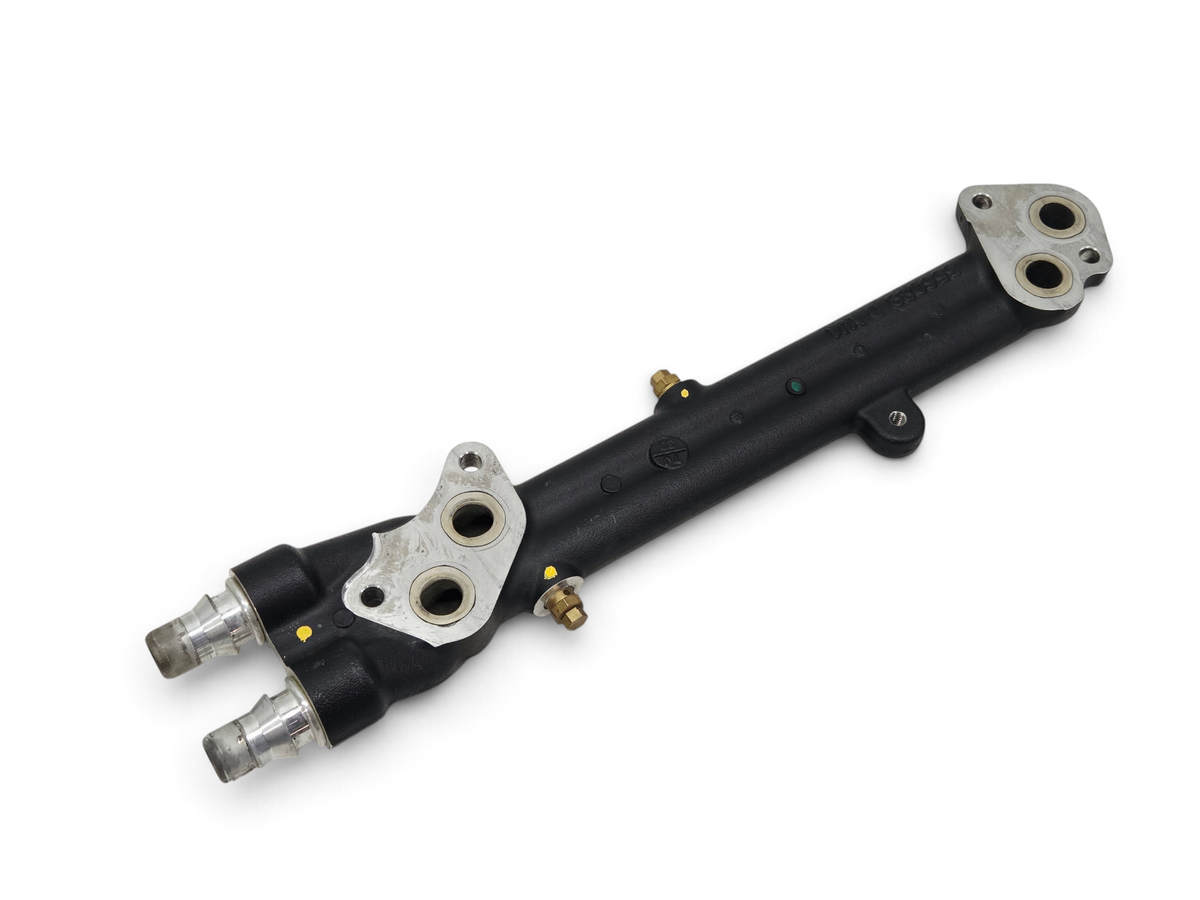 Send it Auto Parts OEM LT4 supercharger water manifold for GM 6.2L V8 engines, black metal construction.
