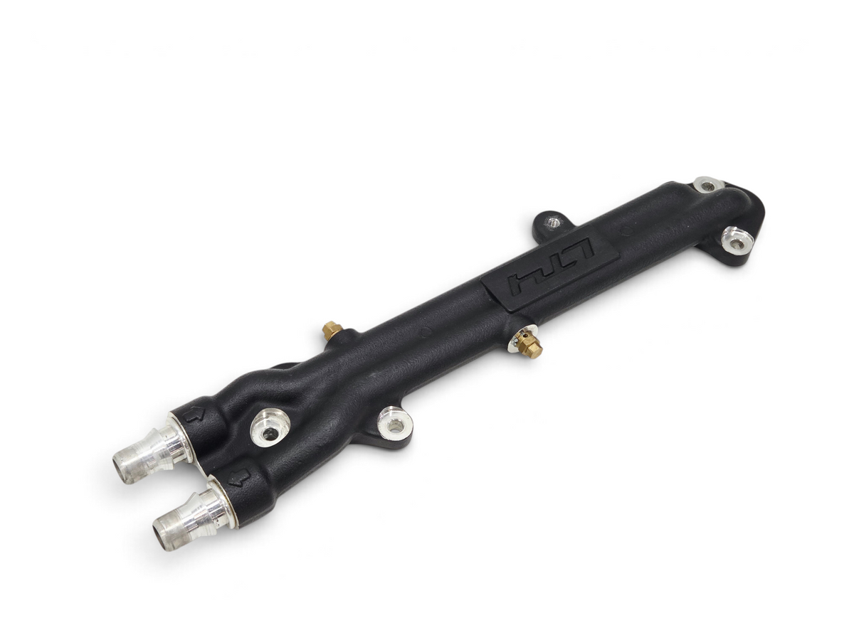 Send it Auto Parts OEM LT4 supercharger water manifold for GM 6.2L V8 engines, black finish with LT4 branding.