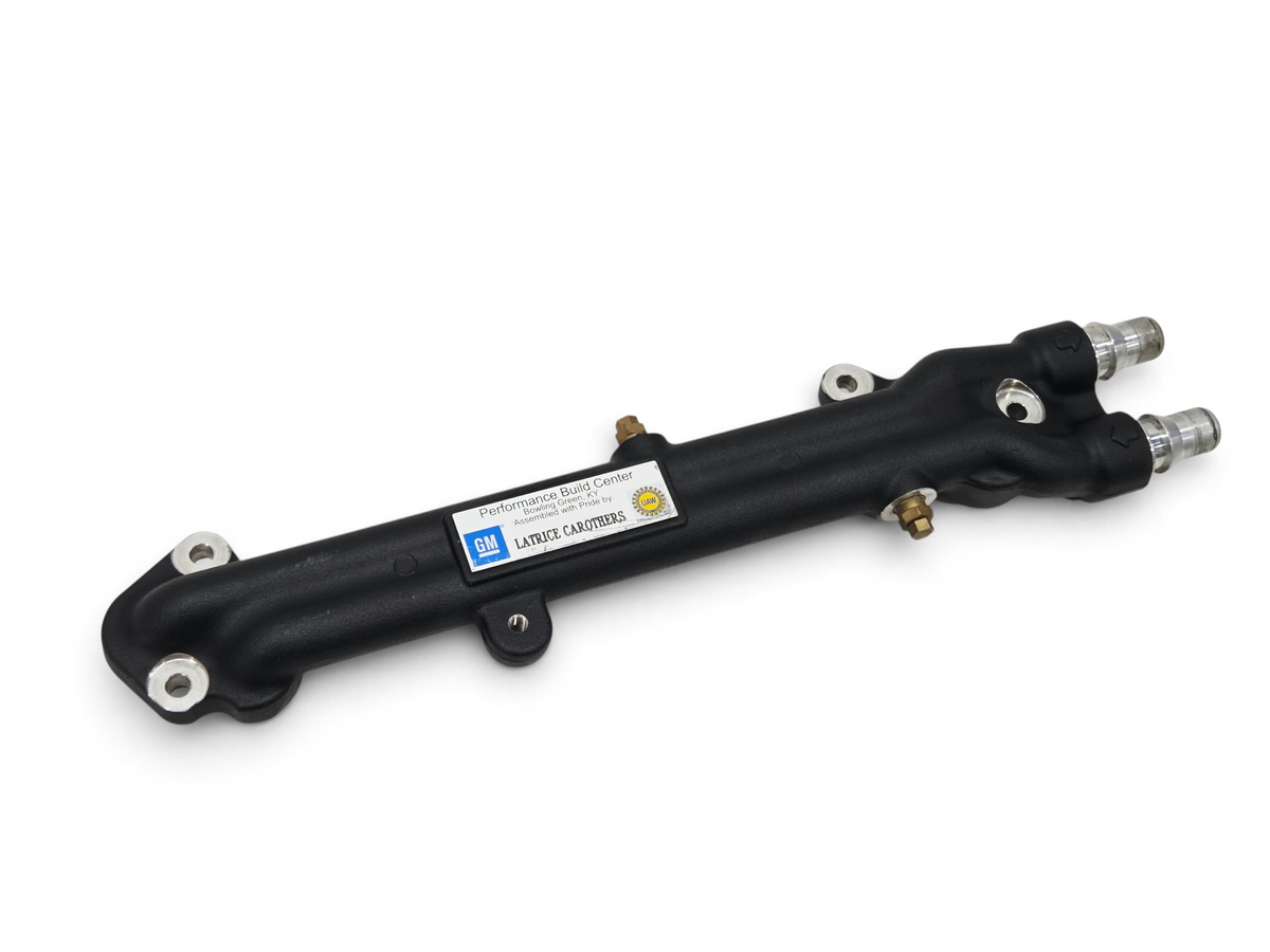 Send it Auto Parts OEM GM LT4 supercharger water manifold for Corvette, Camaro, and Cadillac CTS-V engines.