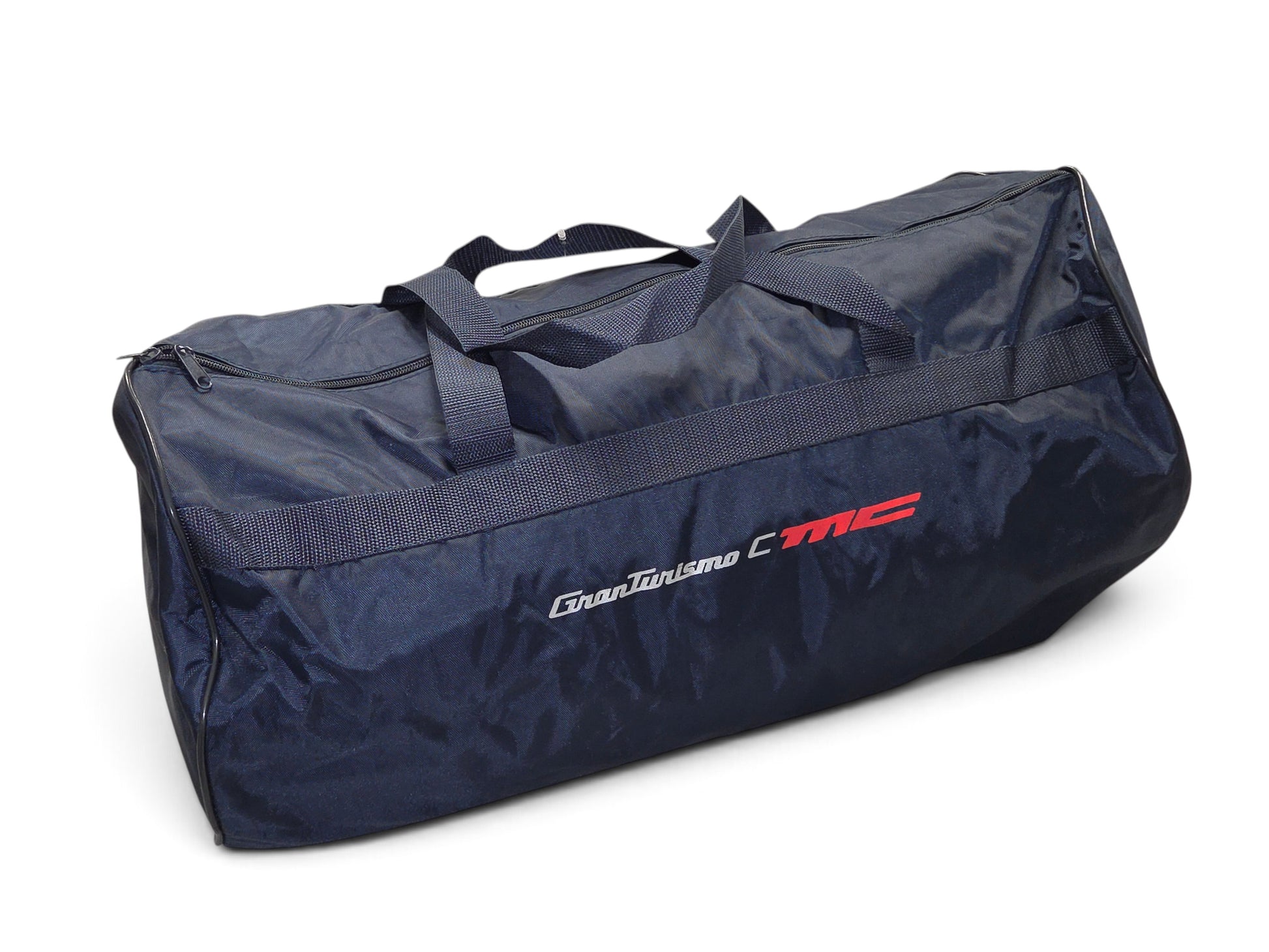 Send it Auto Parts blue OEM Maserati GranTurismo MC indoor car cover storage bag with silver and red branding