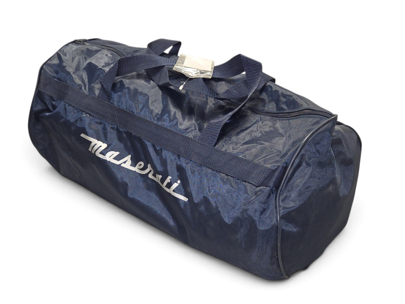 Send it Auto Parts blue Maserati GranTurismo indoor car cover storage bag with silver logo lettering