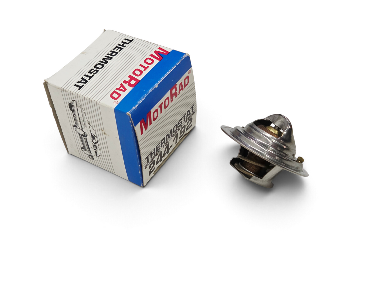 Send it Auto Parts MotoRad 244-192 stainless steel and copper 192°F thermostat with original product packaging