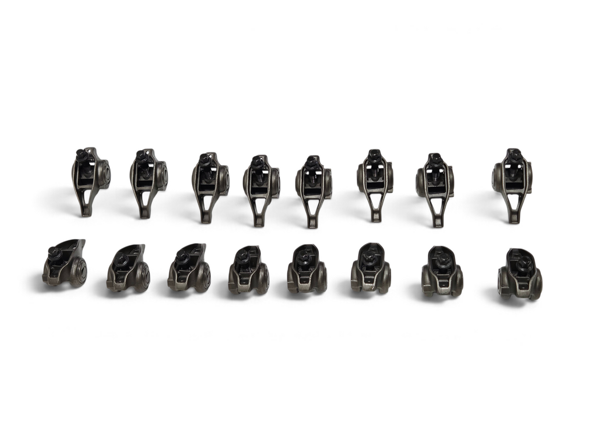 Send it Auto Parts OEM GM rocker arms and bolts set of 16 for GenV LT engines, showing metallic finish components.