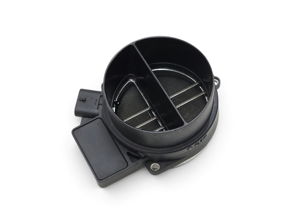 OEM mass air flow sensor from Send it Auto Parts for various GM vehicles, featuring a black plastic housing.