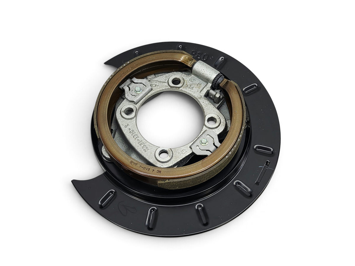 Send it Auto Parts OEM parking brake assembly with backing plate, shoes, and adjuster for GM trucks and vans