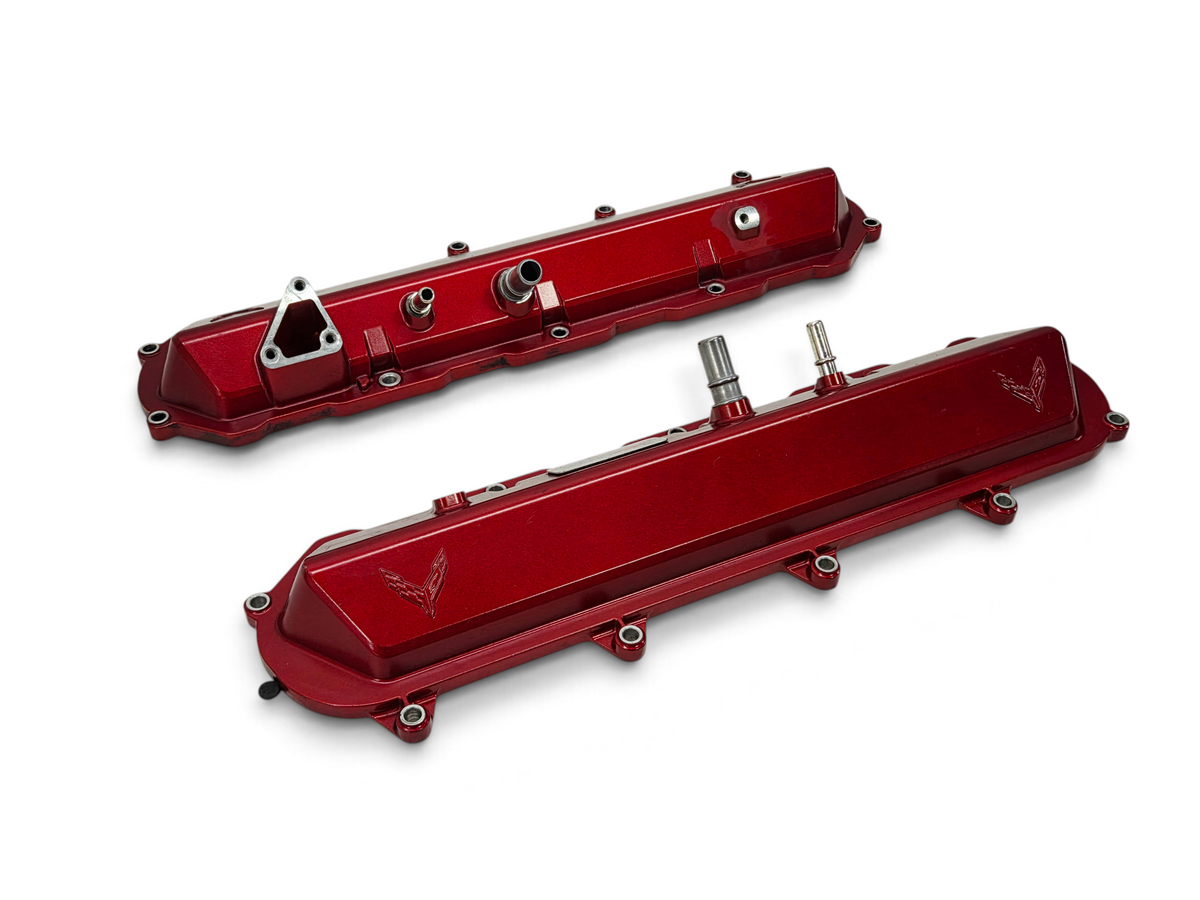 Send it Auto Parts OEM red valve covers for 2020-2026 Chevy Corvette C8 Stingray 6.2L LT2 engine