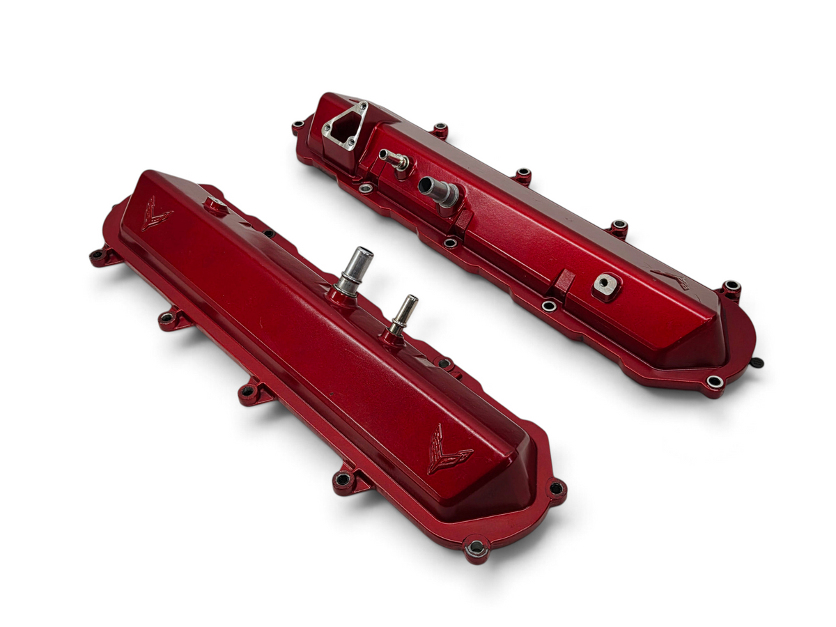 Send it Auto Parts OEM red valve covers for 2020-2026 Chevy Corvette C8 6.2L LT2 engine