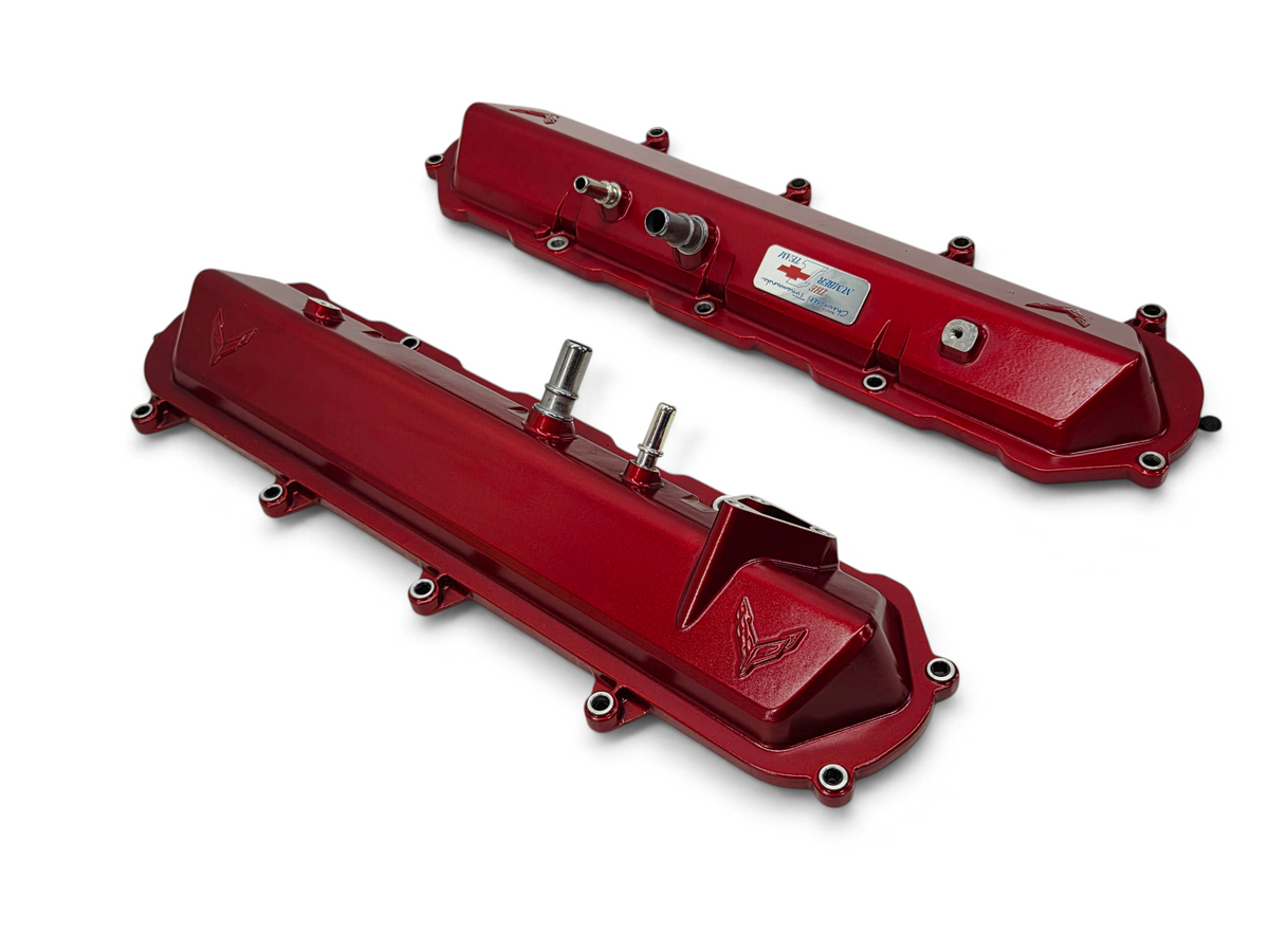 Send it Auto Parts OEM red valve covers for 2020-2026 Chevy Corvette C8 6.2L LT2 engine