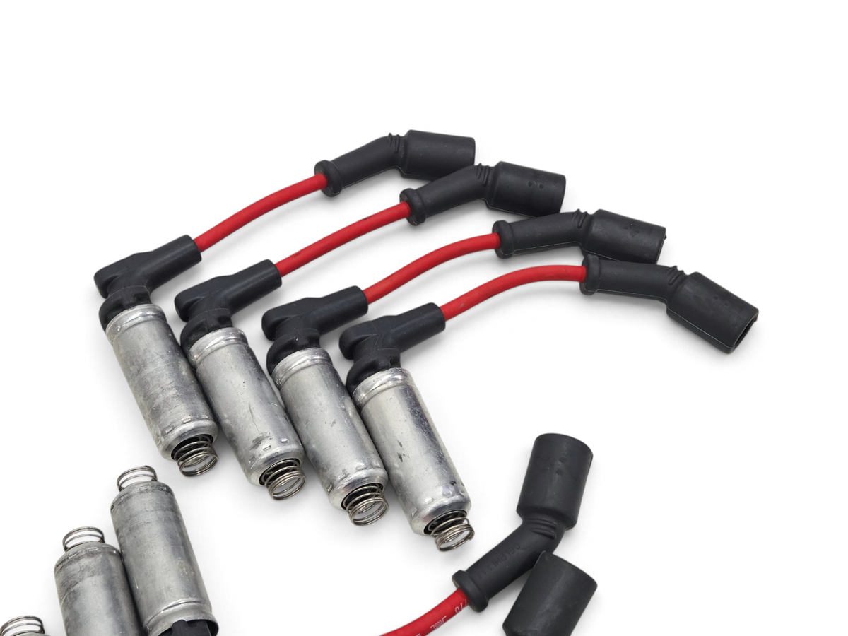Send it Auto Parts red ACDelco spark plug ignition wires for GM LS engines with metal heat shields