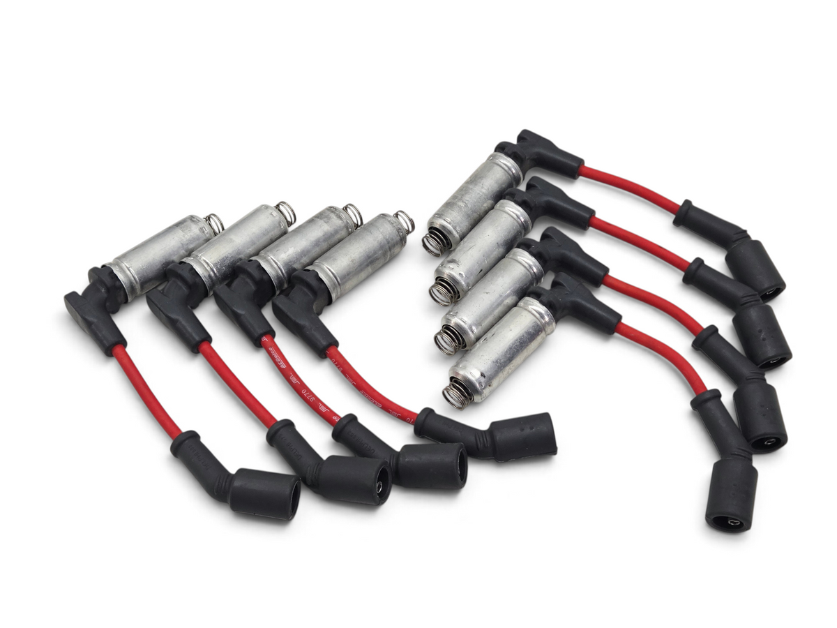 Send it Auto Parts red ACDelco spark plug ignition wires for GM LS engines with metal heat shields