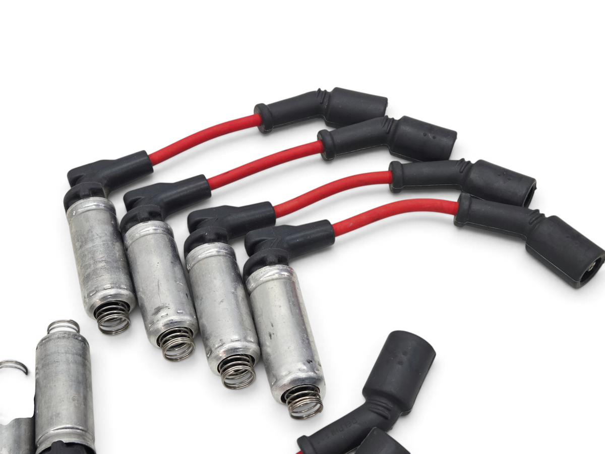 Send it Auto Parts red ACDelco spark plug wires for GM LS engines with black boots and metal heat shields