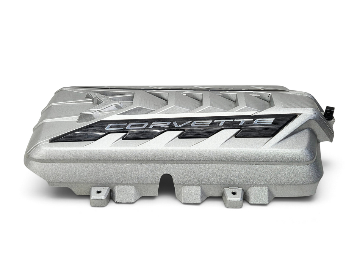 Send it Auto Parts OEM silver engine cover for Chevy Corvette C8 Stingray with Corvette branding