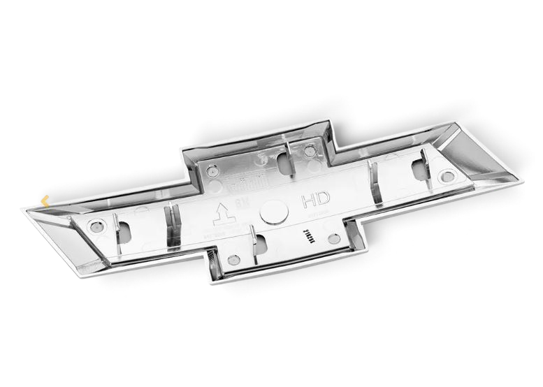Send it Auto Parts OEM black front bowtie emblem for 2020-2027 Chevrolet Silverado 2500 3500 HD, rear view