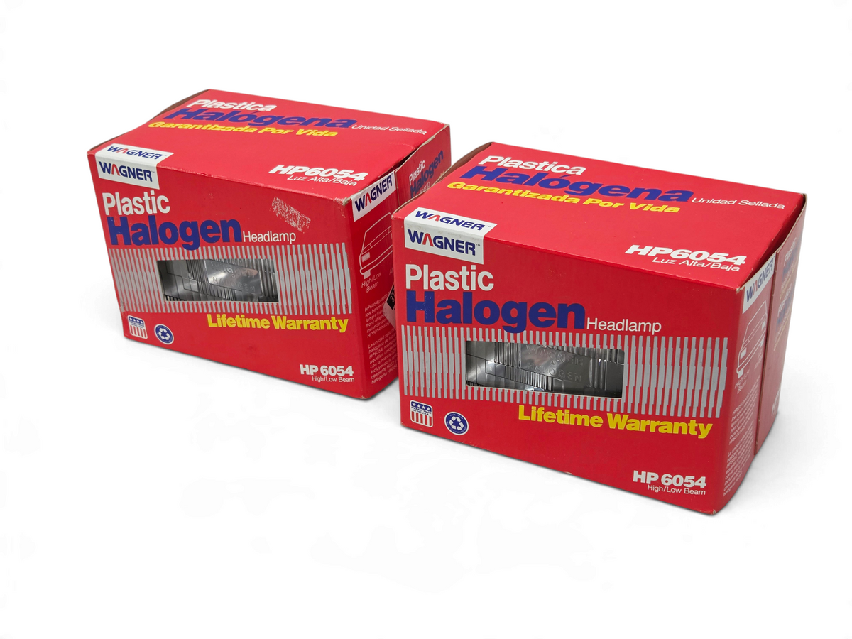 Two Send it Auto Parts Wagner plastic halogen headlight boxes for 1990-1996 Corvette C4 in original packaging