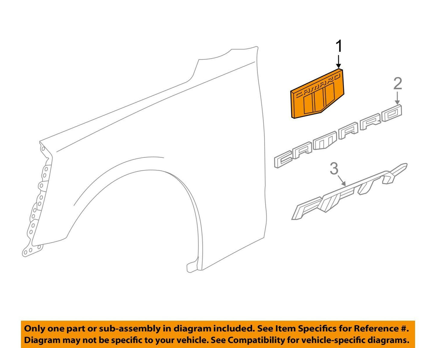 2018-2023 Chevrolet Camaro Emblem Nameplate Fender Badge - 84233236